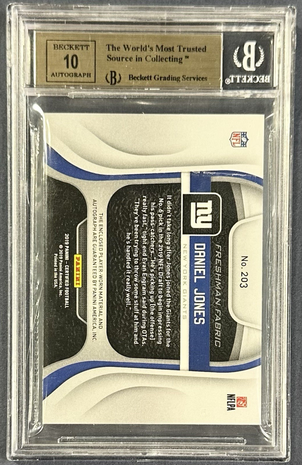 2019 Certified Daniel Jones Mirror Gold /10 Auto RPA Patch BGS 9.5/10 Colts RC