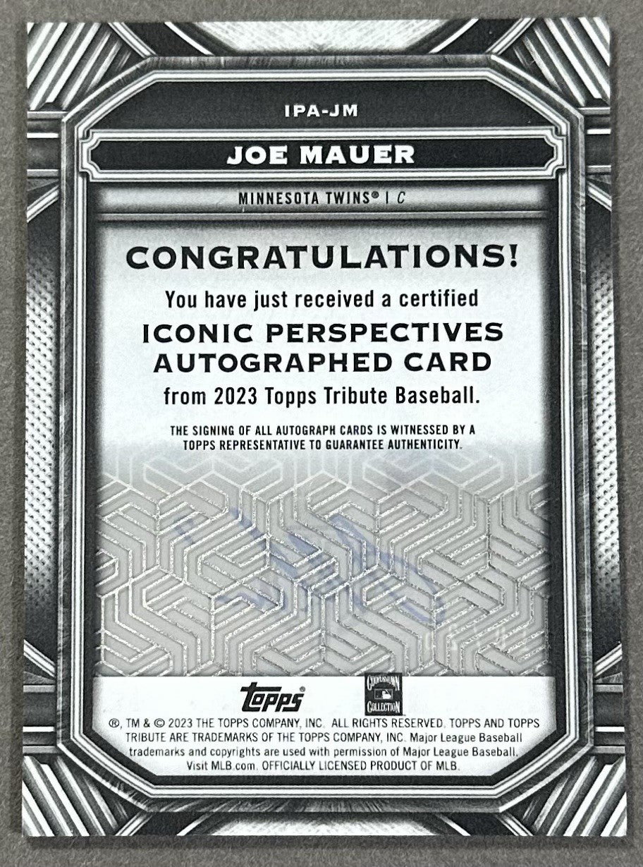 2023 Topps Tribute Iconic Perspectives Joe Mauer Mint Auto /25 Orange Twins HOF