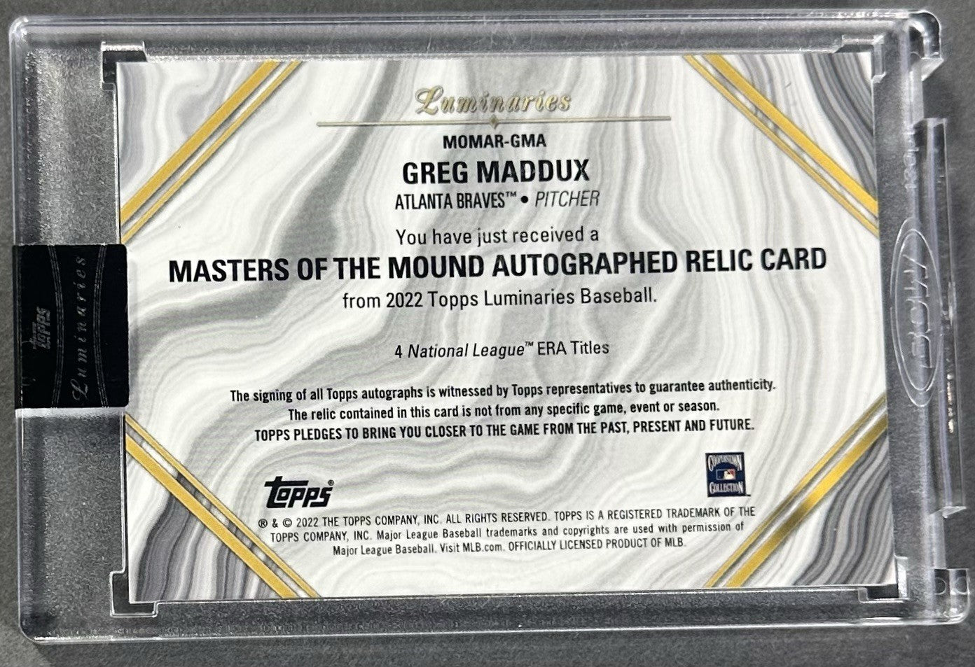 2022 Topps Luminaries Masters of Mound Greg Maddux Auto ERA Patch /10 Sealed HOF