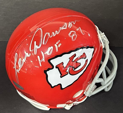 Len Dawson Signed Throwback KC Chiefs Mini Helmet HOF 87 Autograph Steiner COA