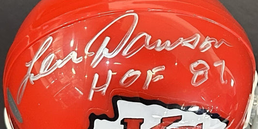 Len Dawson Signed Throwback KC Chiefs Mini Helmet HOF 87 Autograph Steiner COA