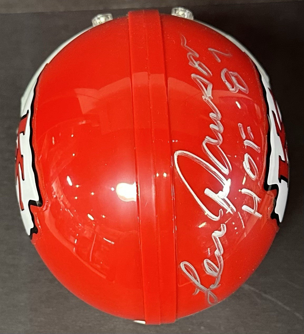 Len Dawson Signed Throwback KC Chiefs Mini Helmet HOF 87 Autograph Steiner COA