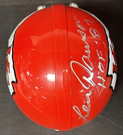 Len Dawson Signed Throwback KC Chiefs Mini Helmet HOF 87 Autograph Steiner COA