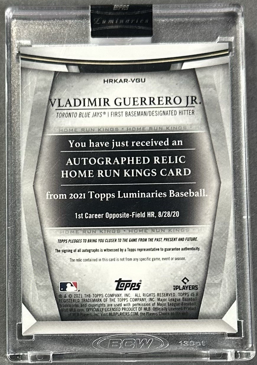 2021 Topps Luminaries Hr Kings Vladimir Guerrero Jr Blue Auto Patch /15 Toronto