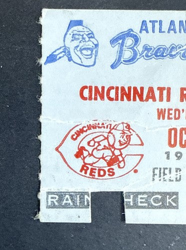 Hank Aaron Last HR 733 For Braves 3600 Hit Ticket Stub 10/2 1974 Atlanta Vs Reds