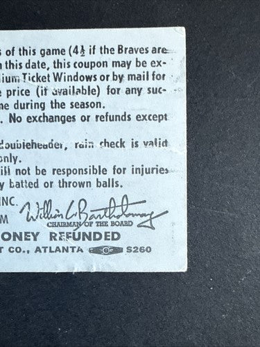 Hank Aaron Last HR 733 For Braves 3600 Hit Ticket Stub 10/2 1974 Atlanta Vs Reds