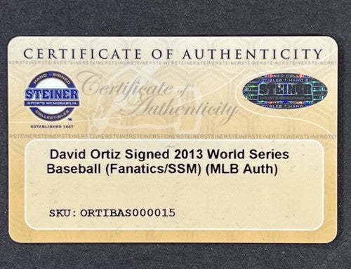 David Ortiz Red Sox Signed 2013 World Series Baseball Steiner Mlb Fanatics Auto