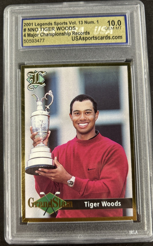 2001 Legends Sports 4 Major Championships #Nno Tiger Woods Usa 10 Gem Mint