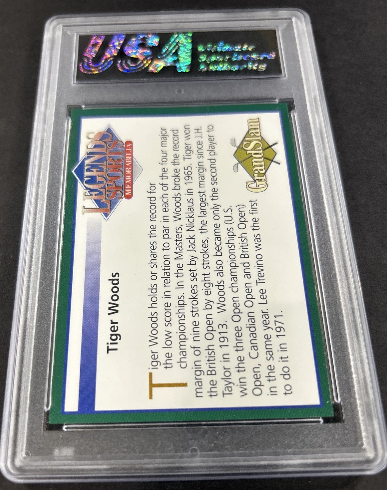 2001 Legends Sports 4 Major Championships #Nno Tiger Woods Usa 10 Gem Mint