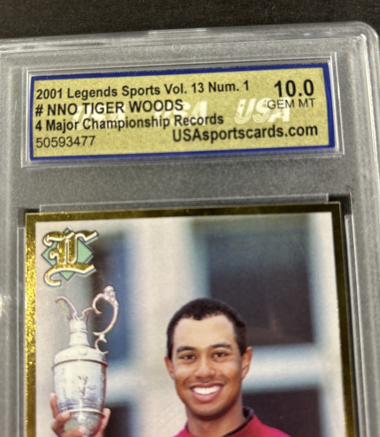 2001 Legends Sports 4 Major Championships #Nno Tiger Woods Usa 10 Gem Mint