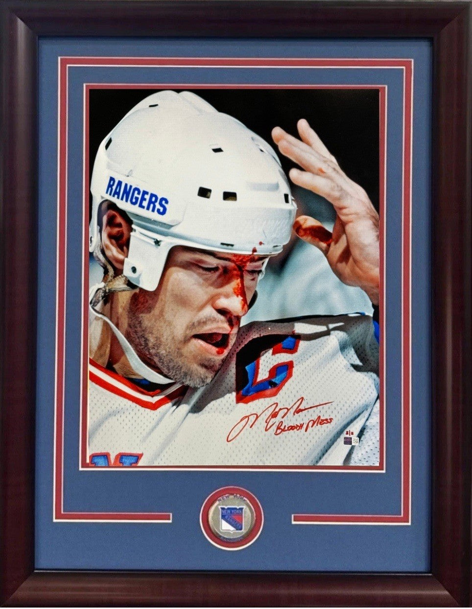 Mark Messier Signed Rangers 16x20 Framed Photo Bloody Mess Auto  Steiner Le/11