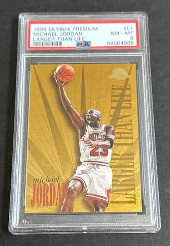 1995-96 Skybox Premium Larger than Life Michael Jordan Psa 8 Nm - Mint L1