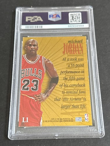 1995-96 Skybox Premium Larger than Life Michael Jordan Psa 8 Nm - Mint L1