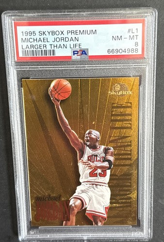 1995-96 Skybox Premium Larger than Life Michael Jordan Psa 8 Nm - Mint L1