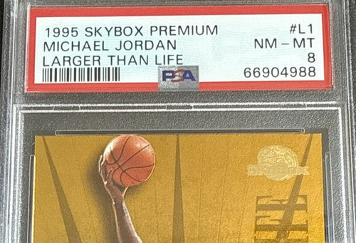 1995-96 Skybox Premium Larger than Life Michael Jordan Psa 8 Nm - Mint L1