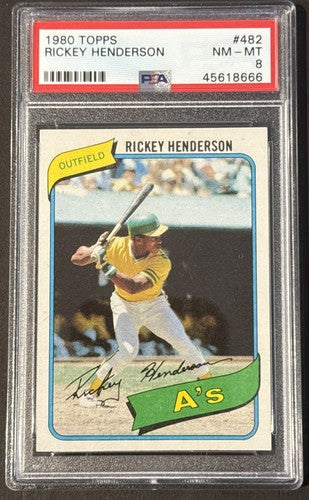 1980 Topps RICKEY HENDERSON Rookie #482 PSA 8 Nm Mint Centered HOF Rc