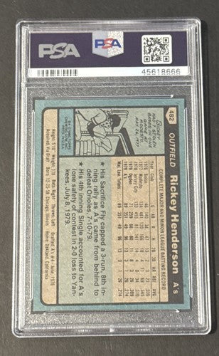 1980 Topps RICKEY HENDERSON Rookie #482 PSA 8 Nm Mint Centered HOF Rc