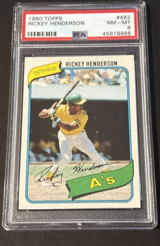 1980 Topps RICKEY HENDERSON Rookie #482 PSA 8 Nm Mint Centered HOF Rc