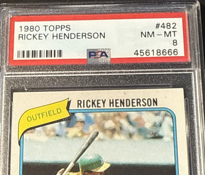 1980 Topps RICKEY HENDERSON Rookie #482 PSA 8 Nm Mint Centered HOF Rc