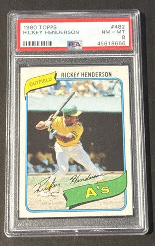 1980 Topps RICKEY HENDERSON Rookie #482 PSA 8 Nm Mint Centered HOF Rc