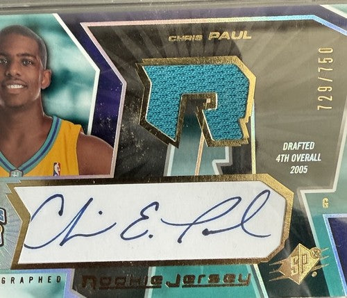2005-06 SPx Upper Deck Chris Paul #153 Rookie Jersey Patch Psa 9 Mint Auto / 750