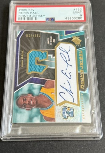 2005-06 SPx Upper Deck Chris Paul #153 Rookie Jersey Patch Psa 9 Mint Auto / 750