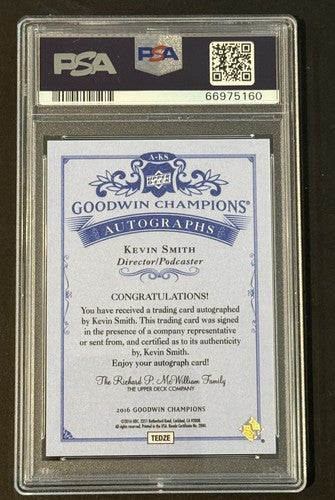 Kevin Smith 2016 Goodwin Champions Silent Bob Auto Psa 10 Gem Mint Pop 1 Le /25