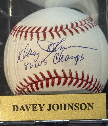 DAVEY JOHNSON Mets Signed MLB Baseball 1986 Ws Champs Auto Steiner & MLB W/ Case
