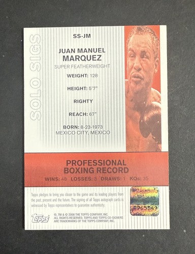 2008 Topps Co-Signers Juan Manuel Marquez Mint Auto Card Boxing SS-JM Solo Sigs
