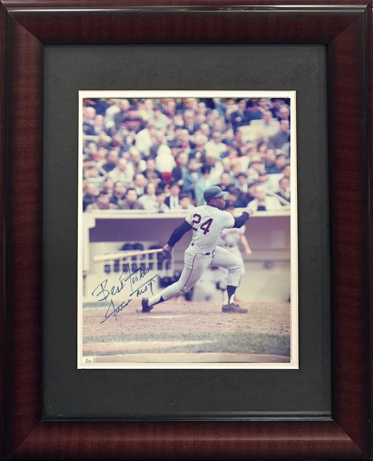 Willie Mays Signed 8x10 Photo Framed Giants Best Wishes Auto Jack Lang Hof Coa