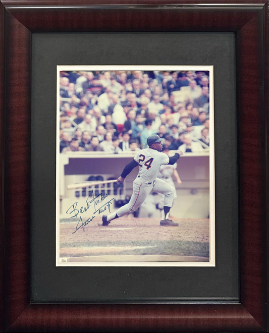 Willie Mays Signed 8x10 Photo Framed Giants Best Wishes Auto Jack Lang Hof Coa