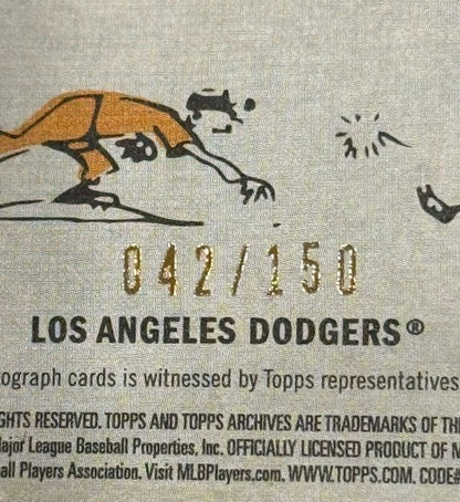 2020 Topps Archives Max Muncy Will Smith Dual Auto 42/150 Dodgers Game 7 Ws Hr