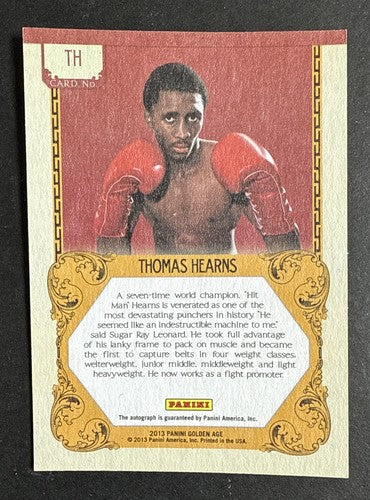 Thomas Hearns 2013 Panini Golden Age Mint Hit Man Auto Card #TH Boxing Legend