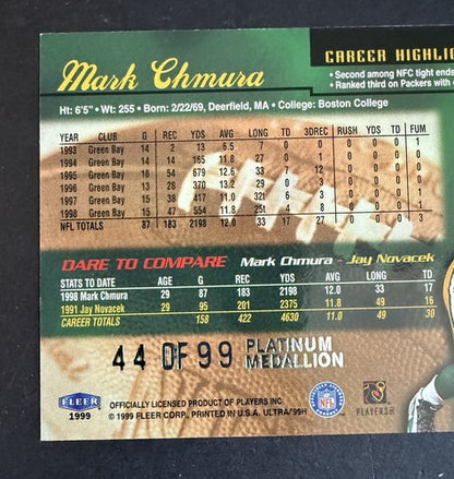 1999 Fleer Ultra MARK CHMURA Platinum Medallion /99 Green Bay Packers Mint