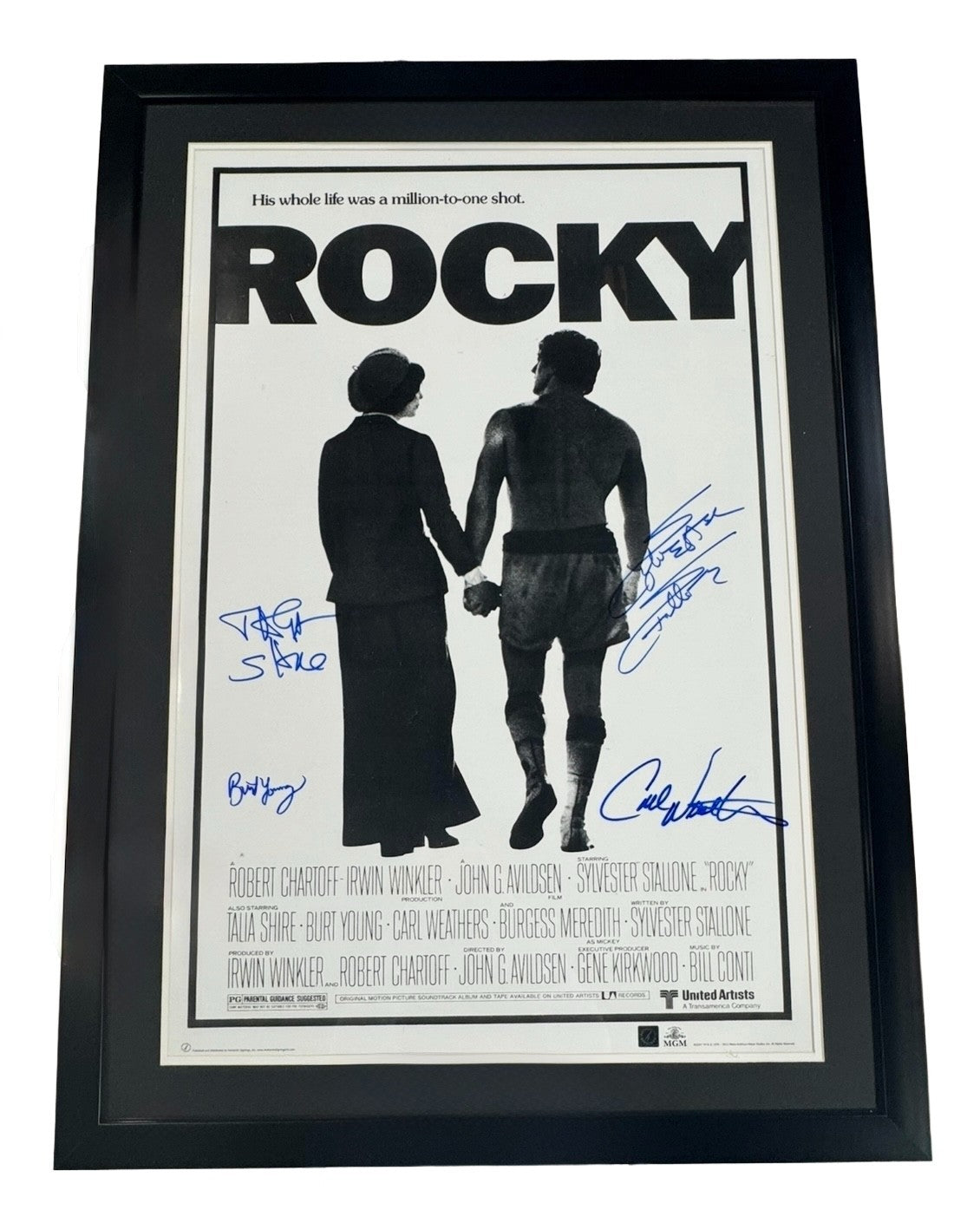 Rocky Signed Cast Poster Framed SYLVESTOR Stallone CARL Weathers 4 AUTO ASI COA