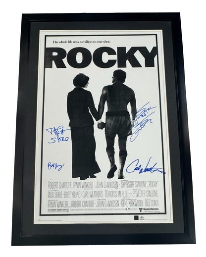 Rocky Signed Cast Poster Framed SYLVESTOR Stallone CARL Weathers 4 AUTO ASI COA