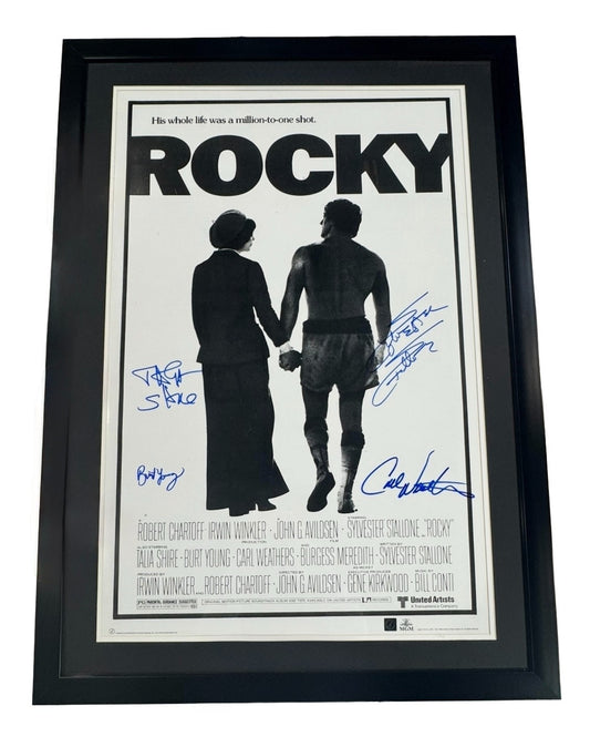 Rocky Signed Cast Poster Framed SYLVESTOR Stallone CARL Weathers 4 AUTO ASI COA