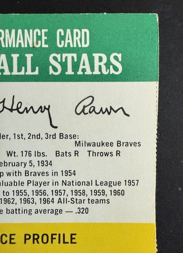 Hank Aaron 1964 Baseball card Hasbro Challenge The Yankees Game Hof Crease Free