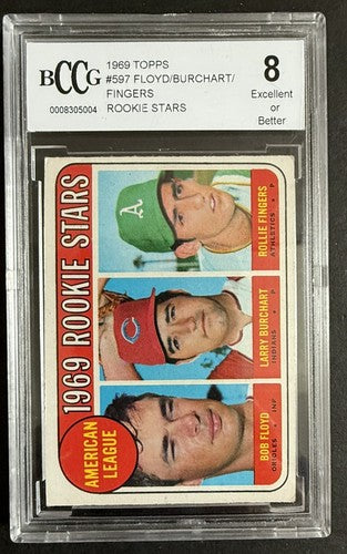Rollie Fingers 1969 Topps Rookie Stars Card #597 Bccg 8 Graded Ex - Nm HOF