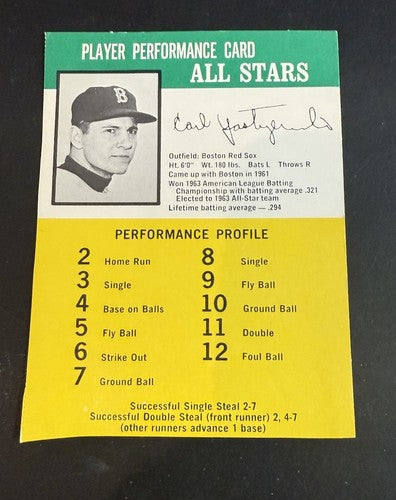 1964 Challenge The Yankees Game 3 Card Hof Carl Yastrzemski Ed Mathews McCovey