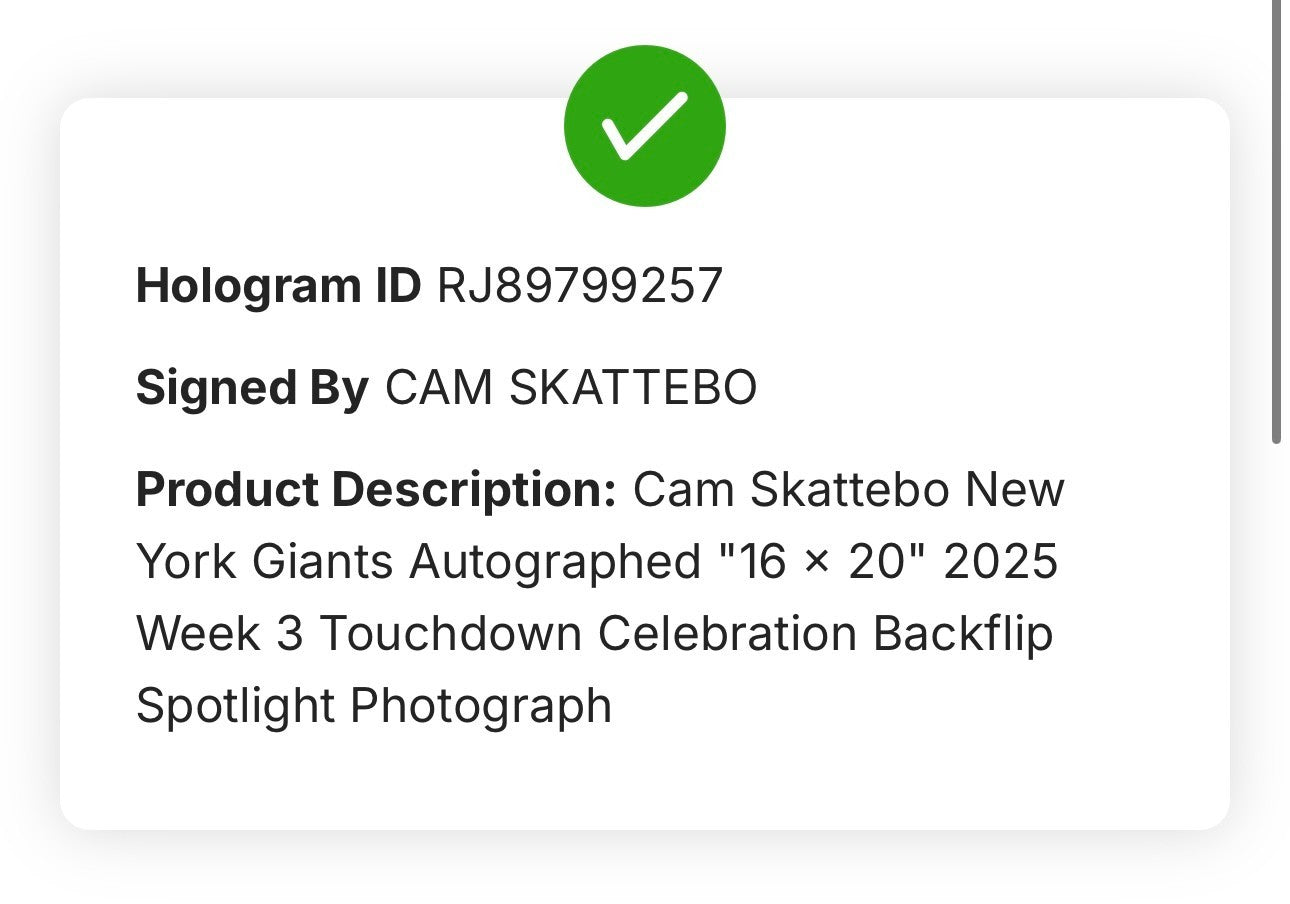 Cam Skattebo Signed 16x20 Framed Photo NY Giants TD Back Flip Auto Fanatics COA