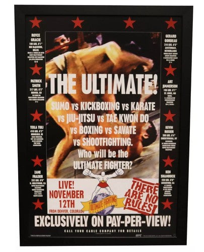 The Ultimate Fighter 1 UFC 1993 18x26 Framed Rep Poster Royce Gracie Champion