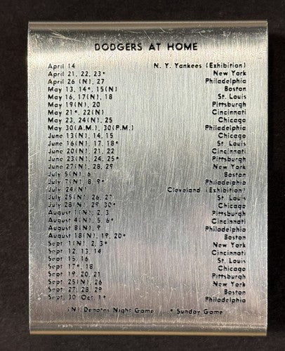Brooklyn Dodgers 1950 Baseball Schedule Metal Cigarette Case Jackie Robinson