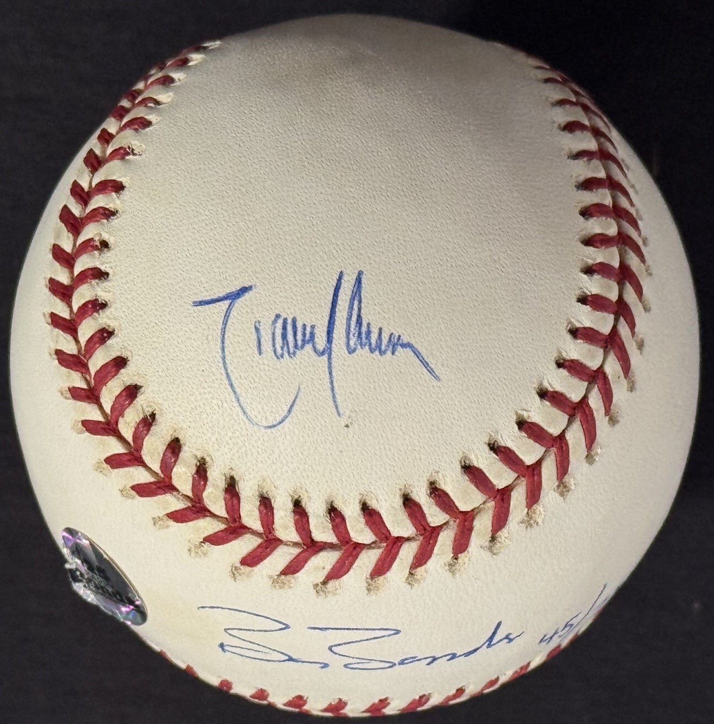 Barry Bonds & Randy Johnson Signed MLB Baseball 5x Cy MVP Stat Auto Goldin Coa