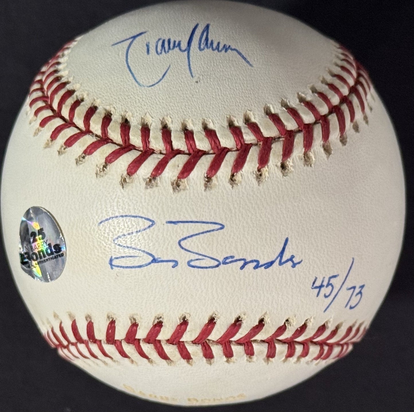 Barry Bonds & Randy Johnson Signed MLB Baseball 5x Cy MVP Stat Auto Goldin Coa