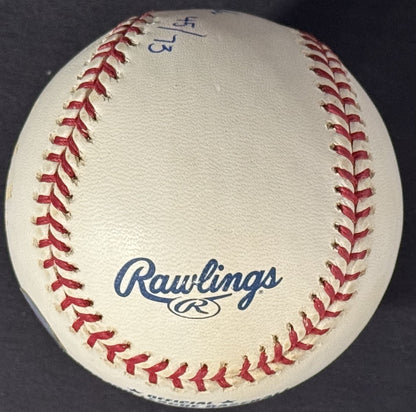 Barry Bonds & Randy Johnson Signed MLB Baseball 5x Cy MVP Stat Auto Goldin Coa