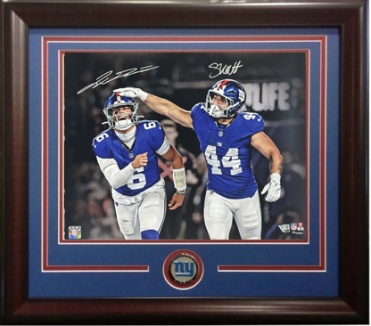 Jaxson Dart & Cam Skattebo Signed 16x20 Framed Photo NY Giants Auto Fanatics COA