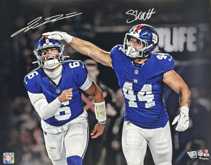 Jaxson Dart & Cam Skattebo Signed 16x20 Framed Photo NY Giants Auto Fanatics COA