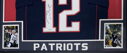 Tom Brady Signed Framed Navy Nike Jersey Patriots HOF Autograph Fanatics COA