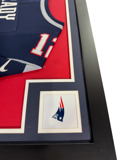 Tom Brady Signed Framed Navy Nike Jersey Patriots HOF Autograph Fanatics COA